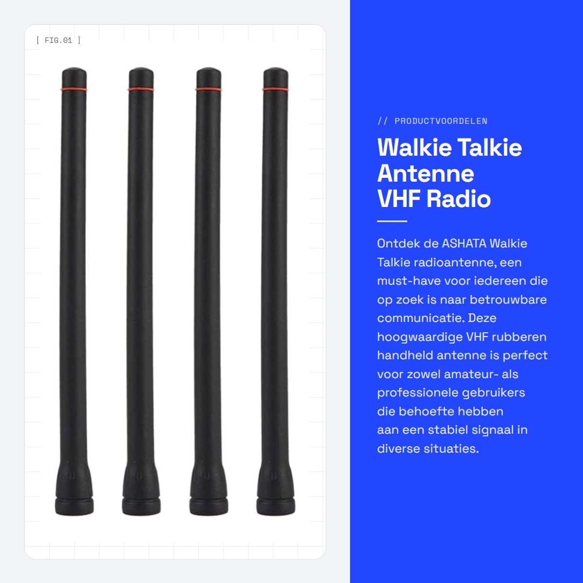 Dailygoods- Radioantenne 4PCS - Draagbare VHF Antenne - Handheld Bidirectioneel - Stabiel Signaal - 16 cm Lengte - Compatibel met IC-F Modellen - Walkie Talkie