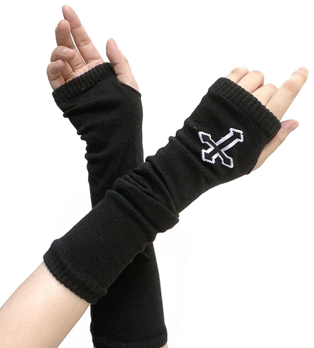 Dailygoods- Vingerwarmer met duimgat - Lange handschoenen - Dames - Warm - Elastisch - Duurzaam polyestervezel