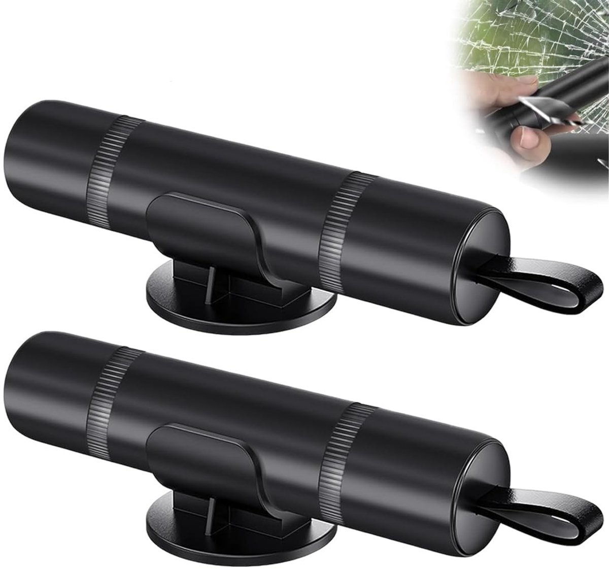 Dailygoods- Veiligheidshamer 2-in-1 - Noodhamer met gordelsnijder - Draagbare raambreker - Compact en lichtgewicht - Set van 2 hamers - Onmisbaar voor automobilisten