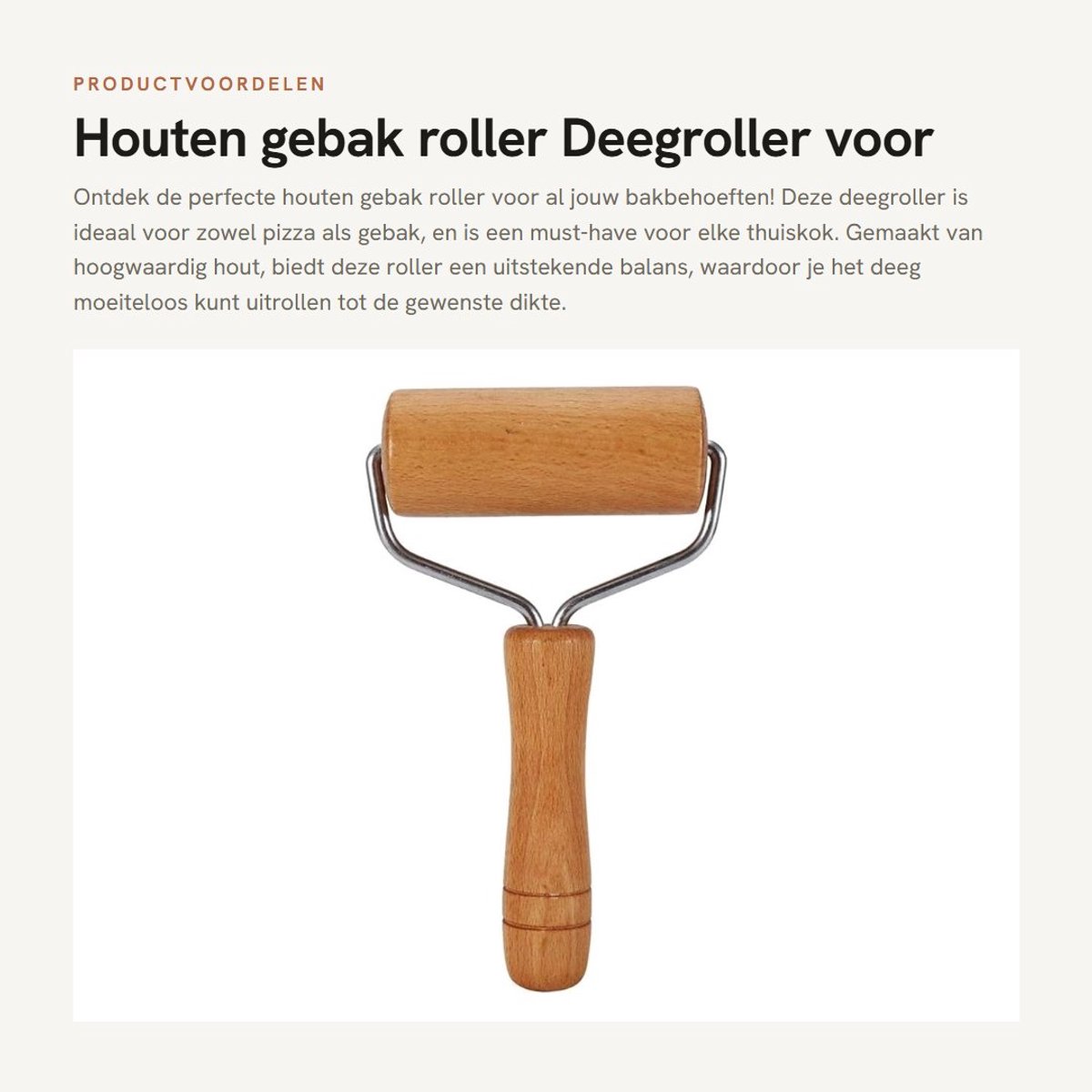 Dailygoods- Deegroller Houten - Antikleef Deegroller - Gebalanceerd voor Eenvoudig Gebruik - Perfect voor Pizza/Koekjes - Keuken Gereedschap - Gelijkmatige Dikte - Bakroller
