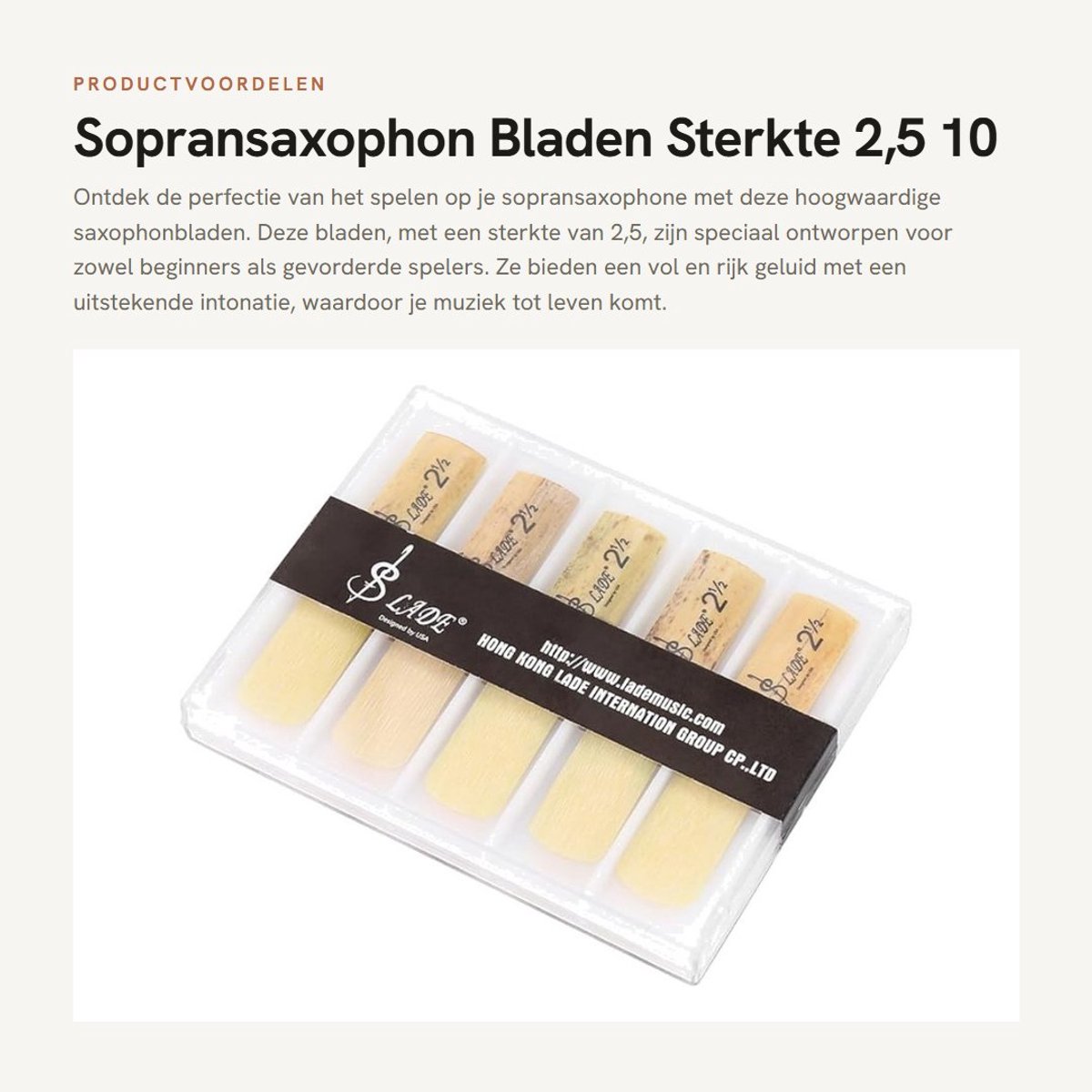 Dailygoods- Saxophonblad Sterkte 2,5 - 10 Stuks - Houten Bladeren - Gemakkelijk te Gebruiken - Compact - Schilf - Saxofonriet