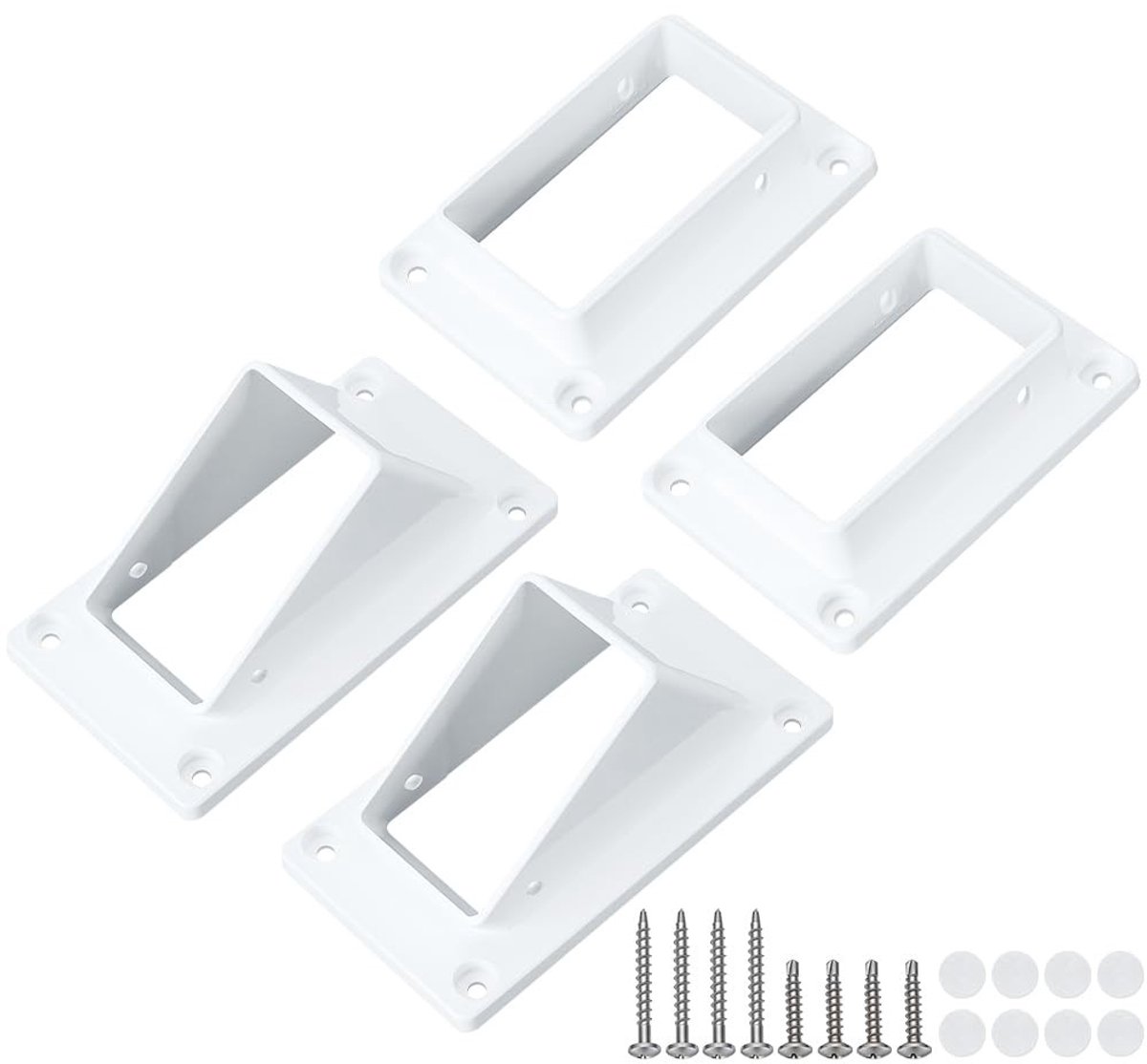 Dailygoods- Trapleuning Vinyl Beugel Kit - 4 Pack - Hek Beugels - Wandmontage - Veiligheidsreling - Geschikt voor Deck Railing - 165 mm lengte - Hekbeugel