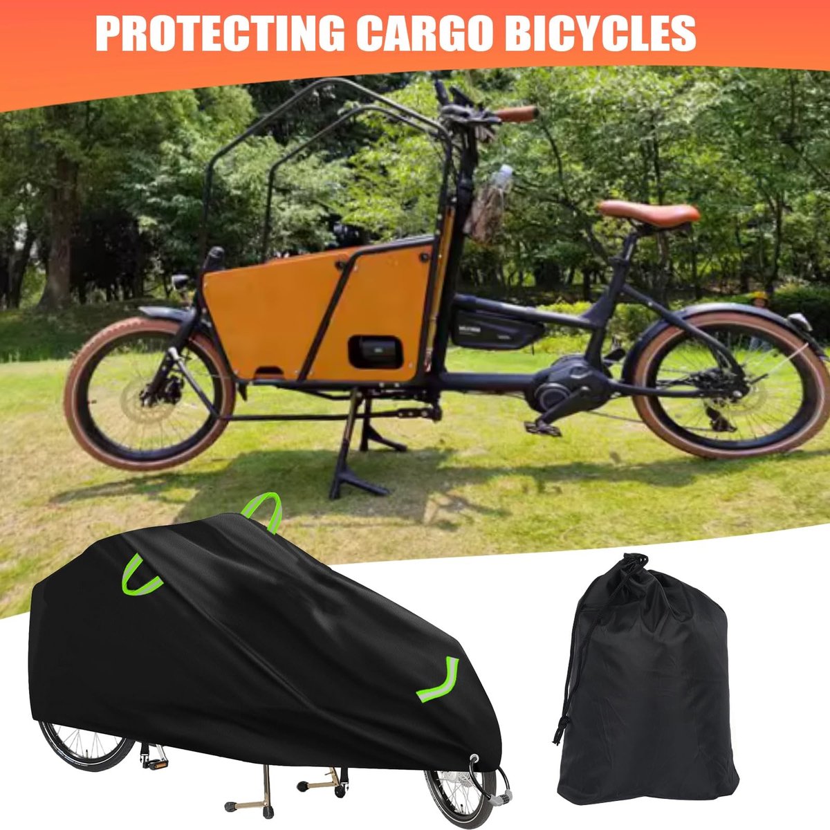 Dailygoods- Afdekzeil Waterdicht - Fietshoes 420D Duurzaam - Beschermhoes Bakfiets - UV-bestendig - Winddicht - Afmetingen 235×100×79 cm