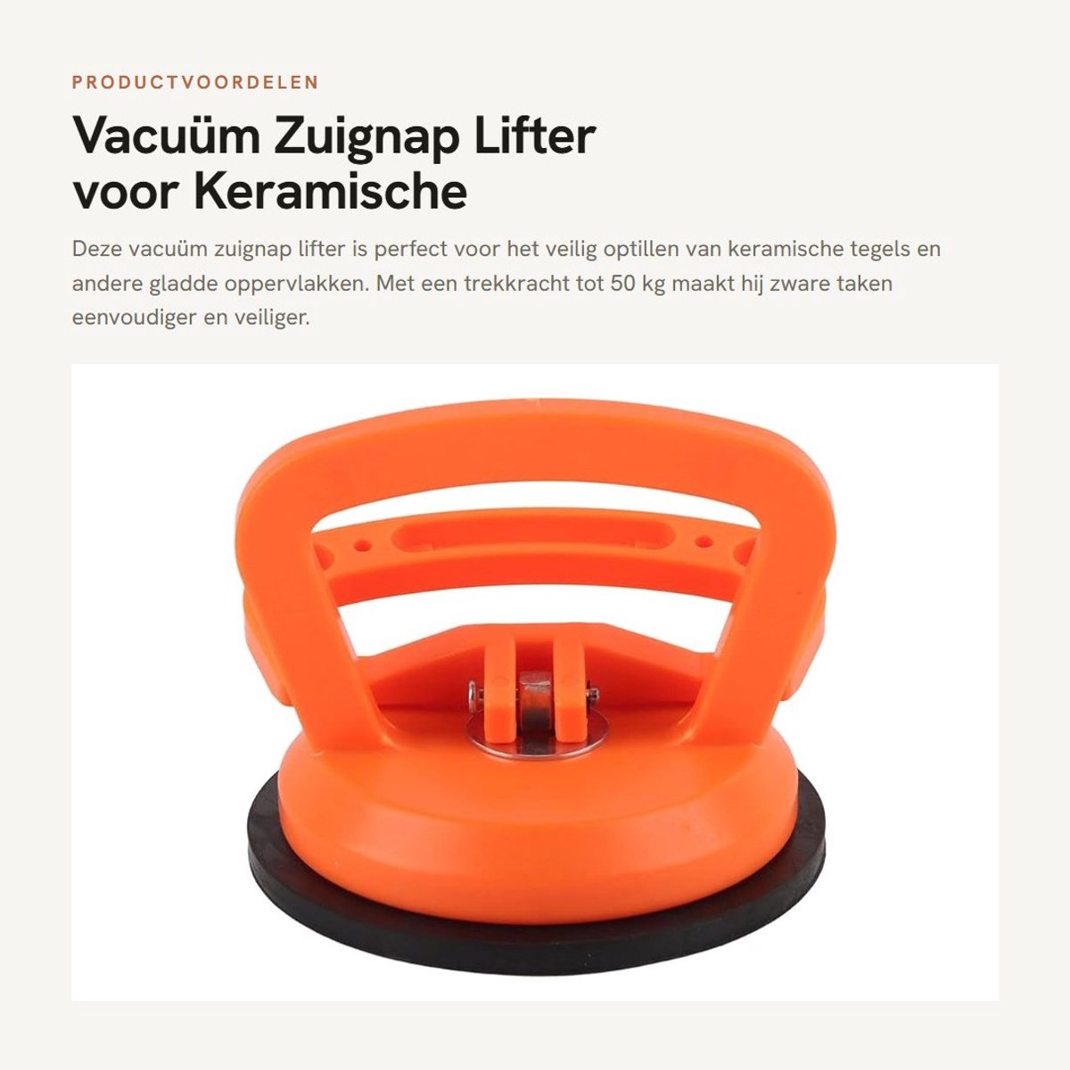 Dailygoods- Zuignap 50 kg trekkracht - Zuignap voor glas - Zuignap met haak - Duurzaam materiaal - Antislip grip - Voor vloer en tegels - Zuigkracht