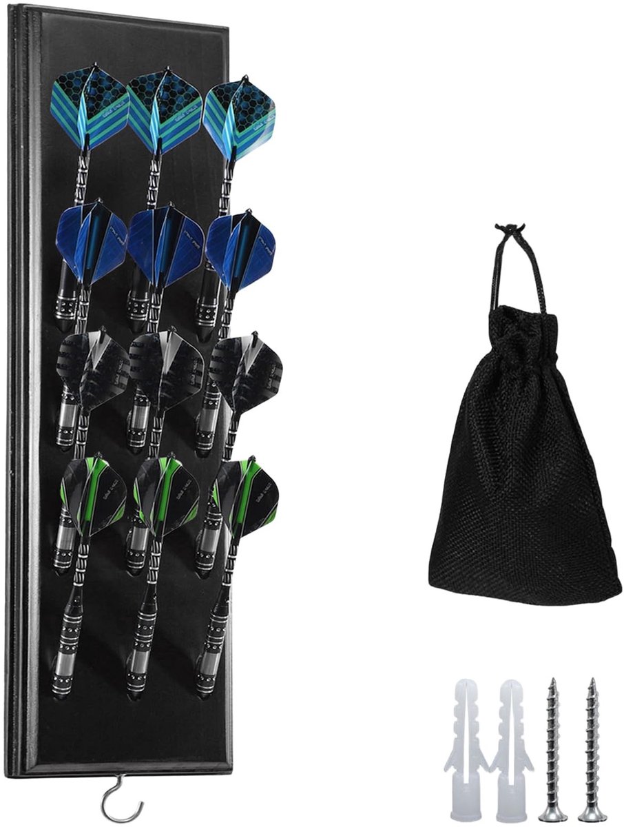 Dailygoods- Darthouder voor 12 darts - Hoogwaardige Houten Dartstandaard - Praktische Dartopslag - Aan de Muur Hangend - Robuuste Constructie - Eenvoudige Montage