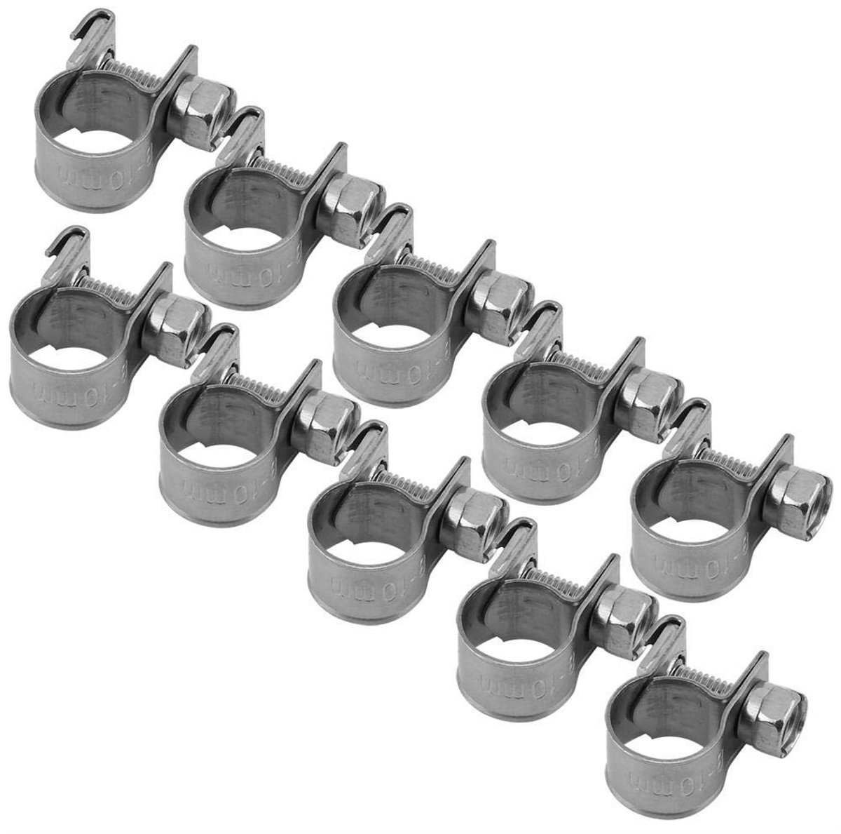 Dailygoods- Slangklem Flexibel - Slangklemmen - Slangklemmen Assortiment - Slangklem RVS - 10 Stuks - 8-10 mm - Slangclip