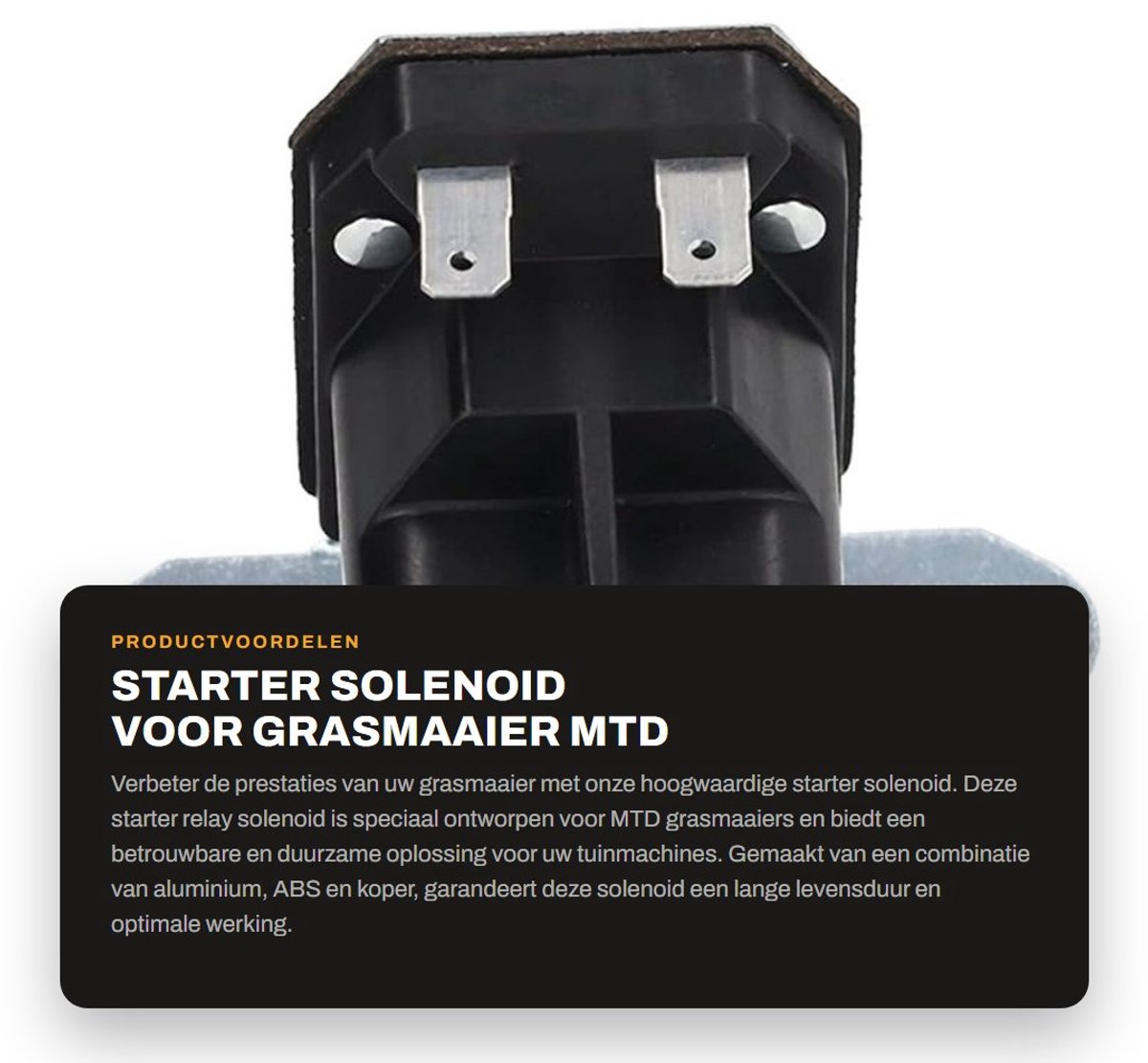 Dailygoods- Startrelais Aluminium - Starter Solenoid - 12V - Geschikt voor MTD - Vervangt OEM 725 04439B - Duurzaam en betrouwbaar - Startsolenoïde