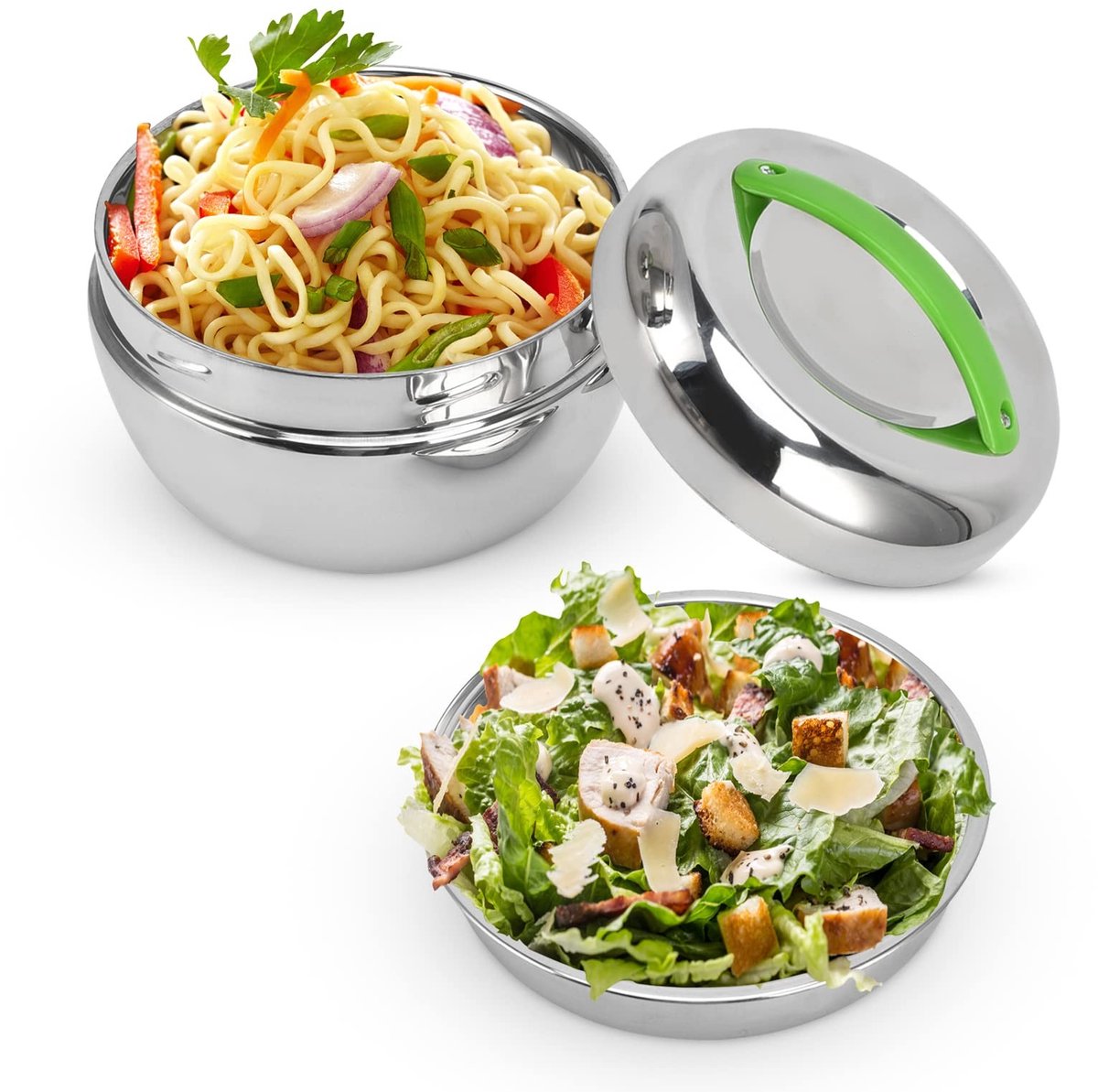 Dailygoods- Lunchbox 1.3L roestvrij staal - Dubbelwandig - Lekvrij - Bento Box - Voedselcontainer - Voor kinderen/volwassenen