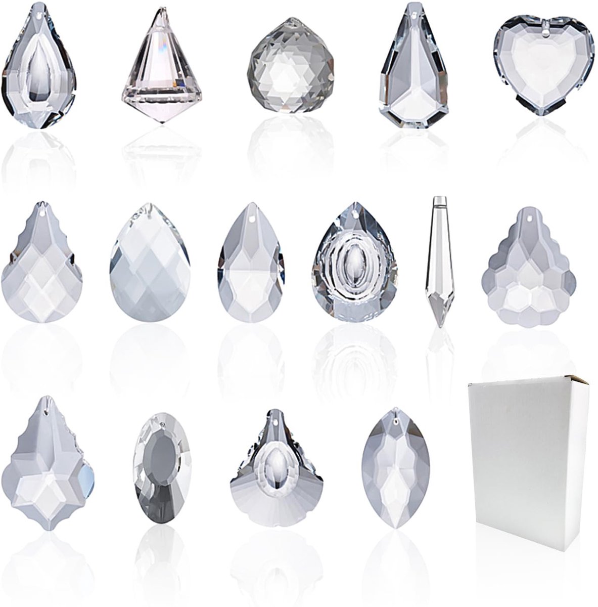 Dailygoods- Kristallen Hangers 15 Stuks - Heldere Decoratie - Glazen Prismen - Regenbooglichtvanger - Thuiskristaldecoratie - Wit Kristal - Lichtvanger