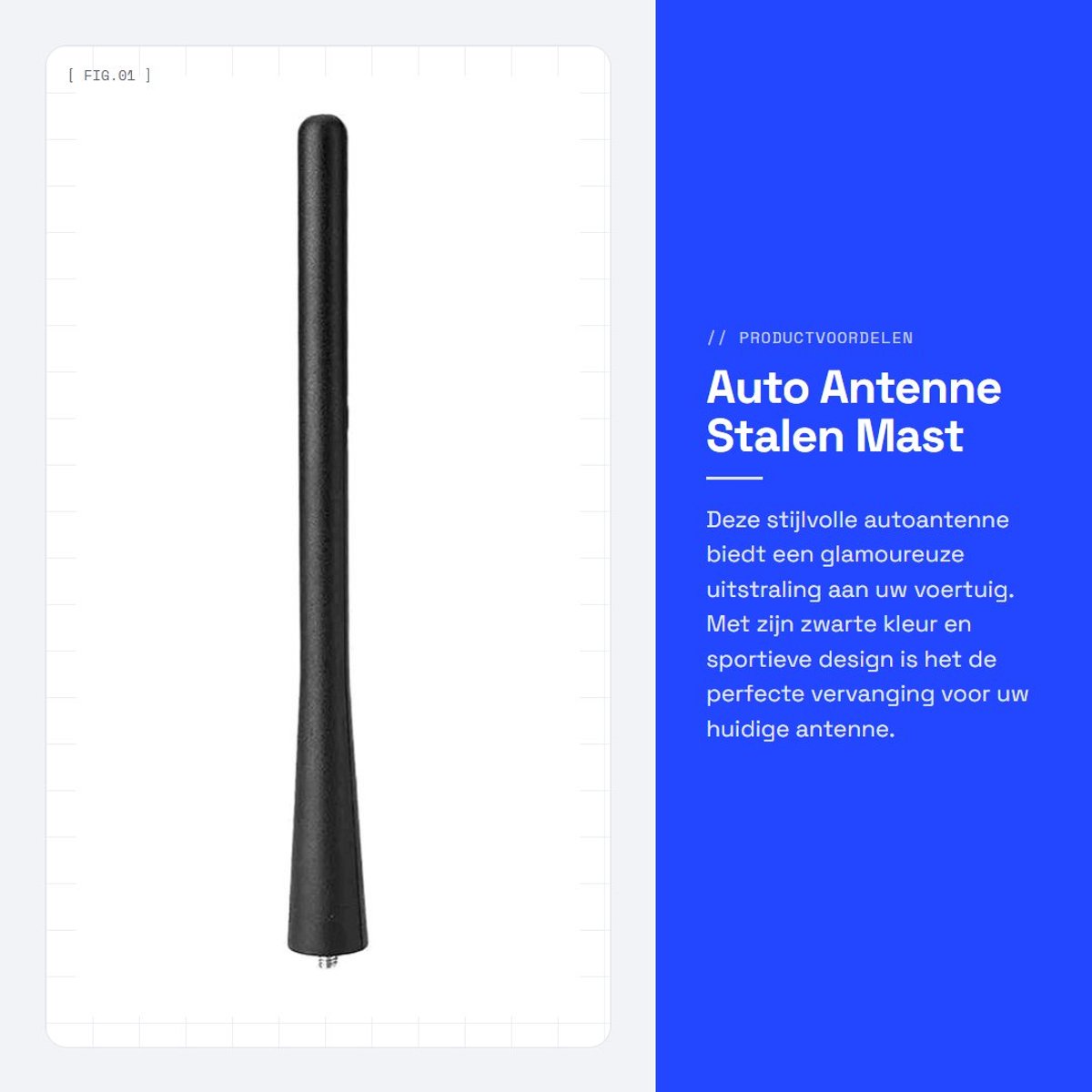 Dailygoods- Auto Antenne Stalen Mast - Vervanging Accessoire - Eenvoudig te Installeren - Stijlvol Uiterlijk - OEM 39151-SWA-305 - Sportief Design