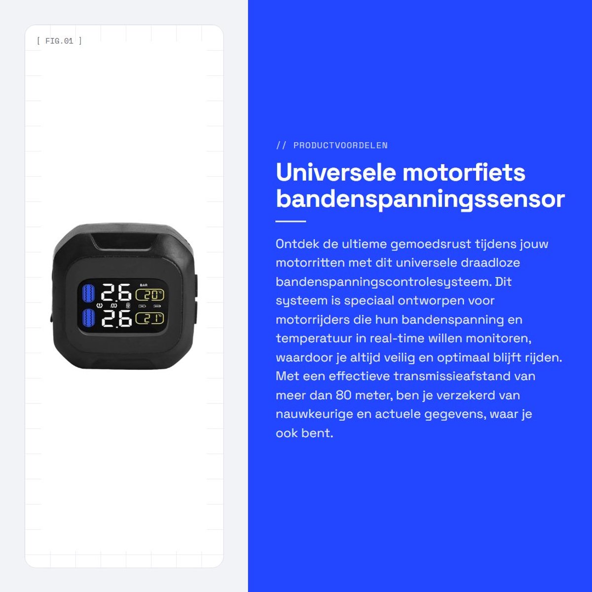 Dailygoods - Universele motorfiets bandenspanningssensor - Draadloos systeem - Waterdicht ontwerp - Externe sensoren - Real-time controle - Gesch...