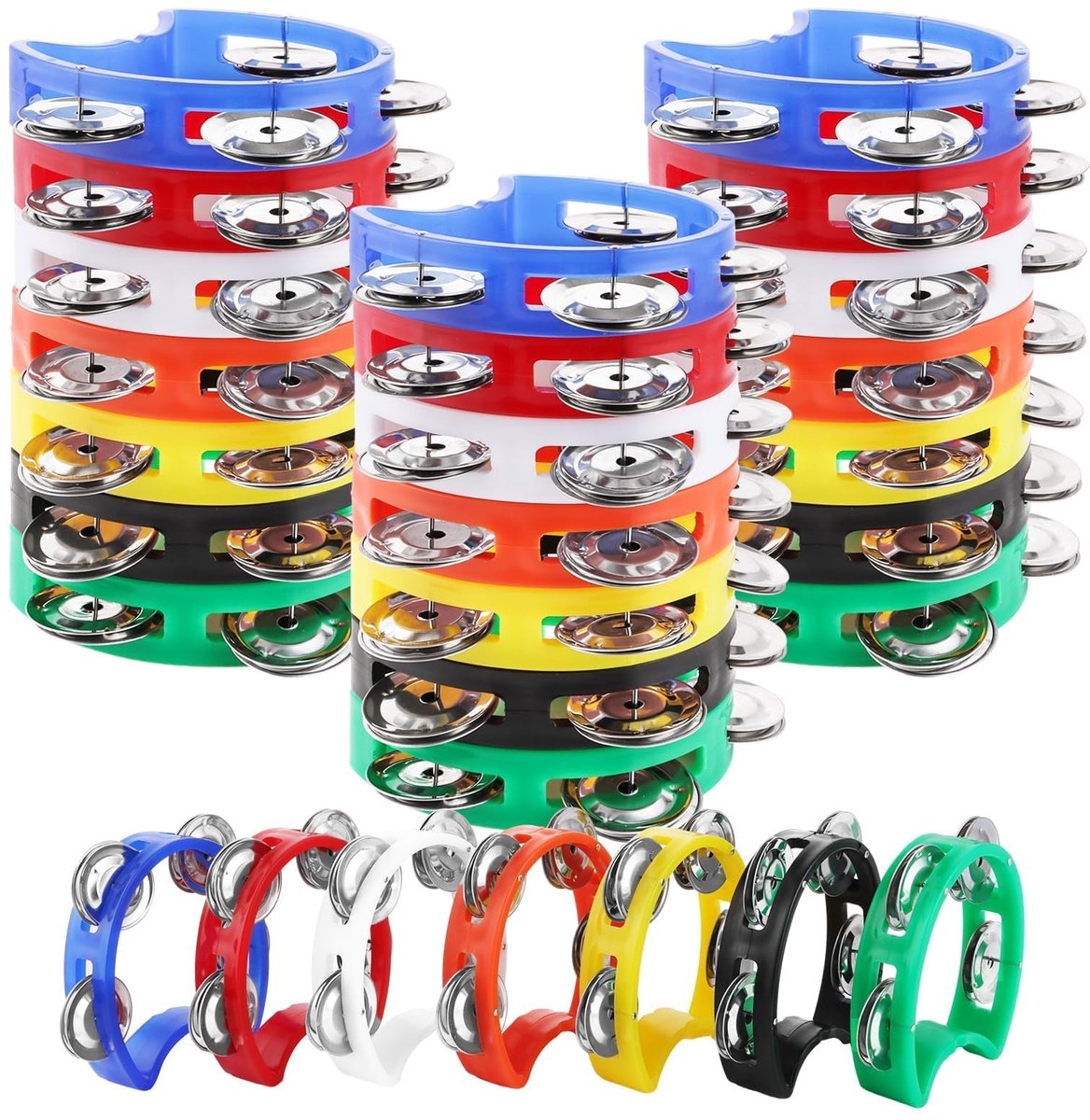 Dailygoods - Tambourijn Set - Halve Maan Handtrommel - 21 Stuks - Kleurrijke Tamboerijn - Muzikale Percussie - Geschikt voor School en Feestjes