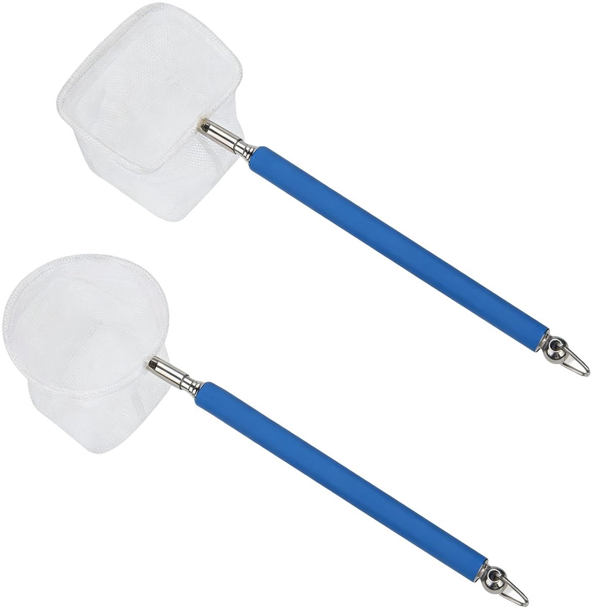 Dailygoods- Aquariumschepnet Mini Set - Uittrekbare Roestvrijstalen Handgreep - Zacht Nylon Net - Vierkant/Rond - Geschikt voor Garnalen/Vissen - Afmetingen 5 cm - Visnet