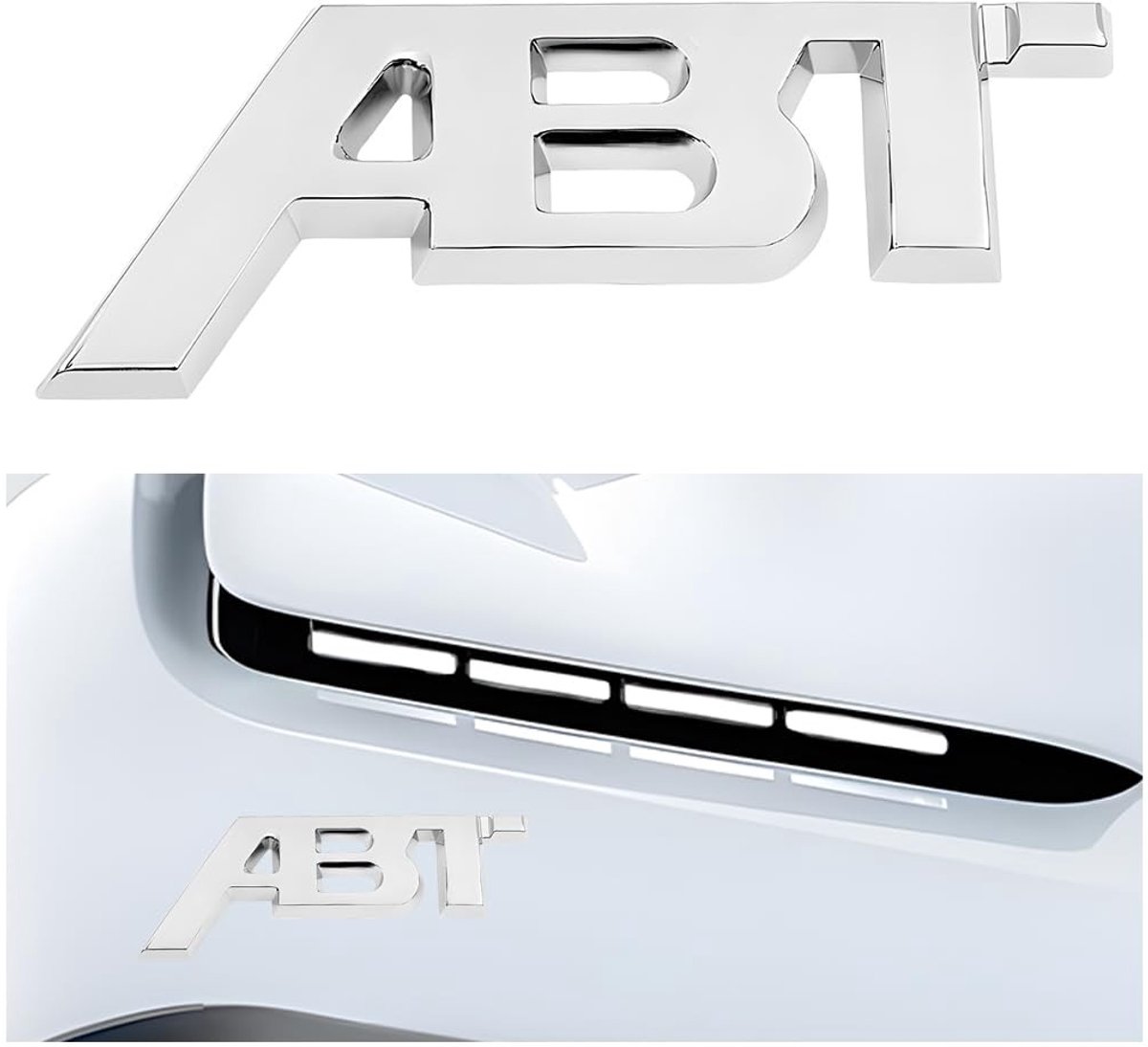 Dailygoods- Autosticker 3D - ABT Badge - Metaal - Universeel - 8,2 x 3,2 cm - Duurzaam - Accentueert voertuig. - Autobadge