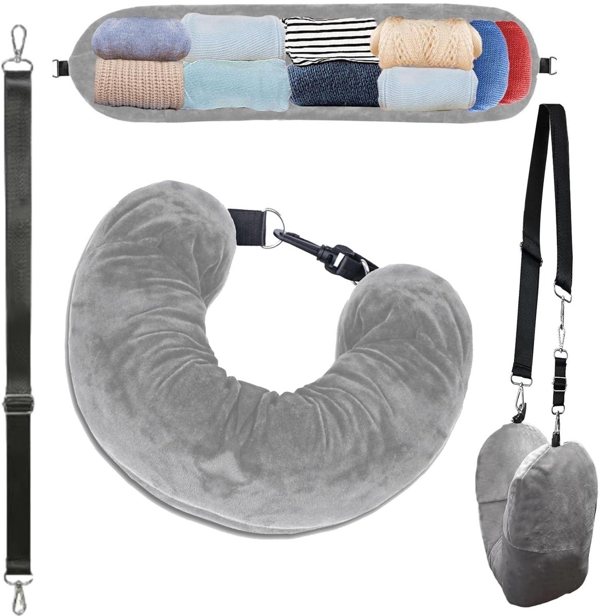 Dailygoods- Nekkussen U-vormig - Nekkussen vliegtuig - Draagbaar nekkussen - Multifunctioneel nekkussen - Geschikt voor autoritten - Maximaal comfort op reis - Reiscomfortkussen