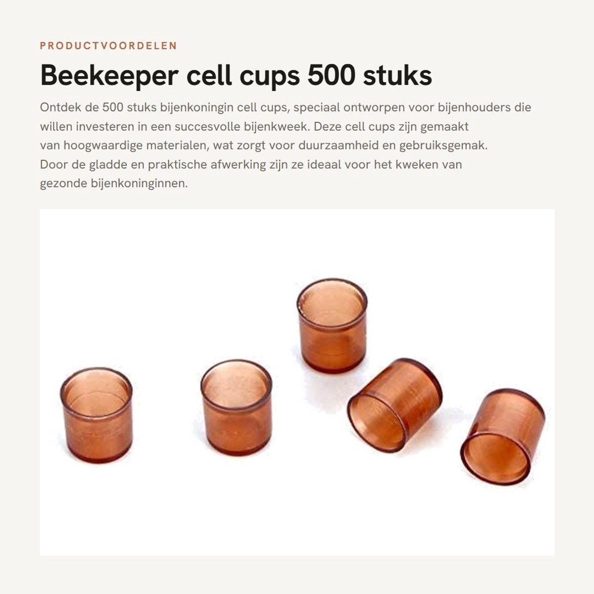 Dailygoods- Cel Cups 500 Stuks - Bruine Cel Cups - Imker Gereedschap - Duurzaam Kunststof - Geschikt voor Bijenteelt - Eenvoudig in Gebruik - Bijenkoningin Kweekcups