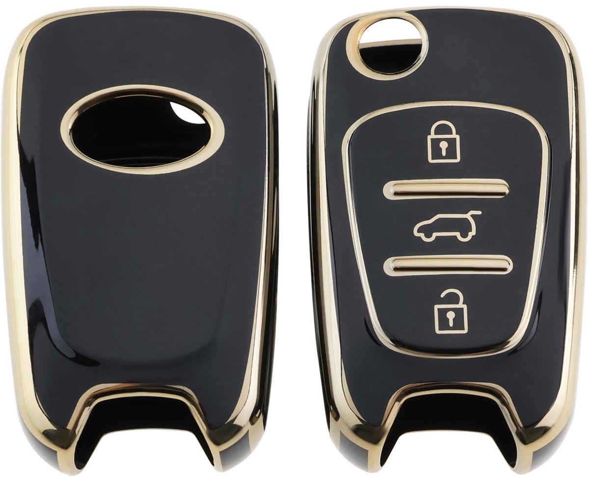 Dailygoods- Autosleutelhanger Goud/Zwart - 2 Stuks - Silicagel - Compatibel met Kia/Hyndai - Vervangingshoes - Bescherming en Functionaliteit - Sleutelcover