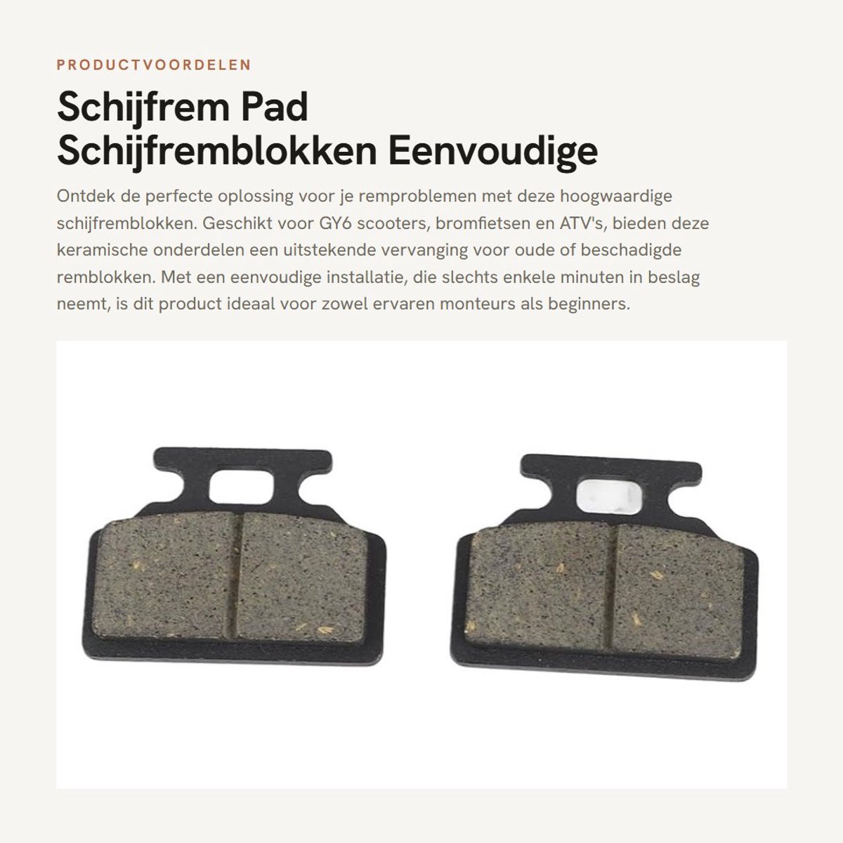 Dailygoods- Schijfremblok Keramisch - Remblokken - GY6 Scooter - Bromfiets - ATV - Eenvoudige installatie - Remblok