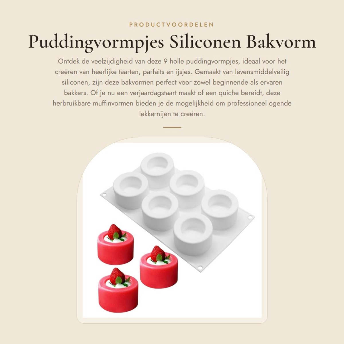 Dailygoods- Puddingvormpjes - 9 Holle Bakvormen - Siliconen Bakvorm - Muffinvormen - Taartvorm - Levensmiddelveilig - 29,4 x 17 x 4,3 cm