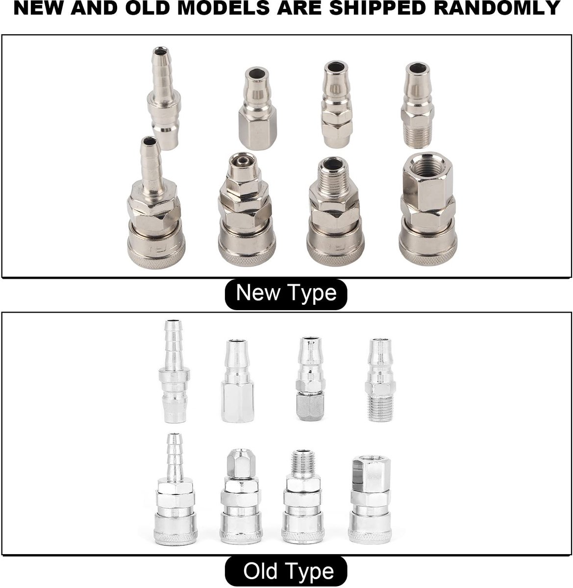 Dailygoods- Pneumatische Aansluitingen 8 Stuks - Snelaansluitingen - Zinklegering - 1/4 Inch - Luchtcompressor - Eenvoudig te Verbinden - Luchtconnector