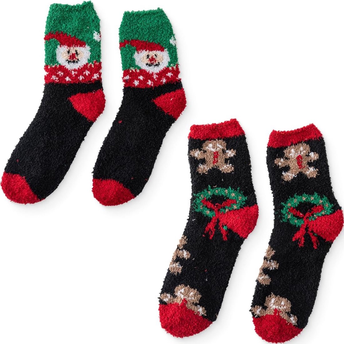 Dailygoods- Kerstsokken Uniseks - Thermosokken - Wollige Wintersokken - Koraalfleece - Kerstmanmotief - Comfortabel en Warm