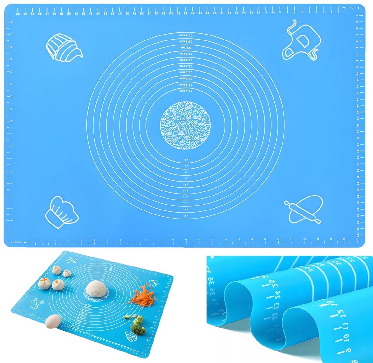 Dailygoods- Bakmat Antislip Groot - Deegmat - Uitrolmat - Pizzamat - Broodmat - Eenvoudige reiniging 45 x 64,5 cm
