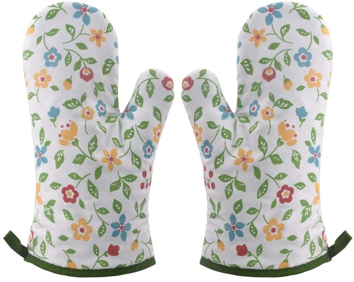 Dailygoods- Ovenhandschoenen Hittebestendig - Ovenwanten 2 Stuks - Katoenen Print - Duurzaam - Geschikt voor Bakkerijen - Robuust en Zacht - Bakhandschoenen