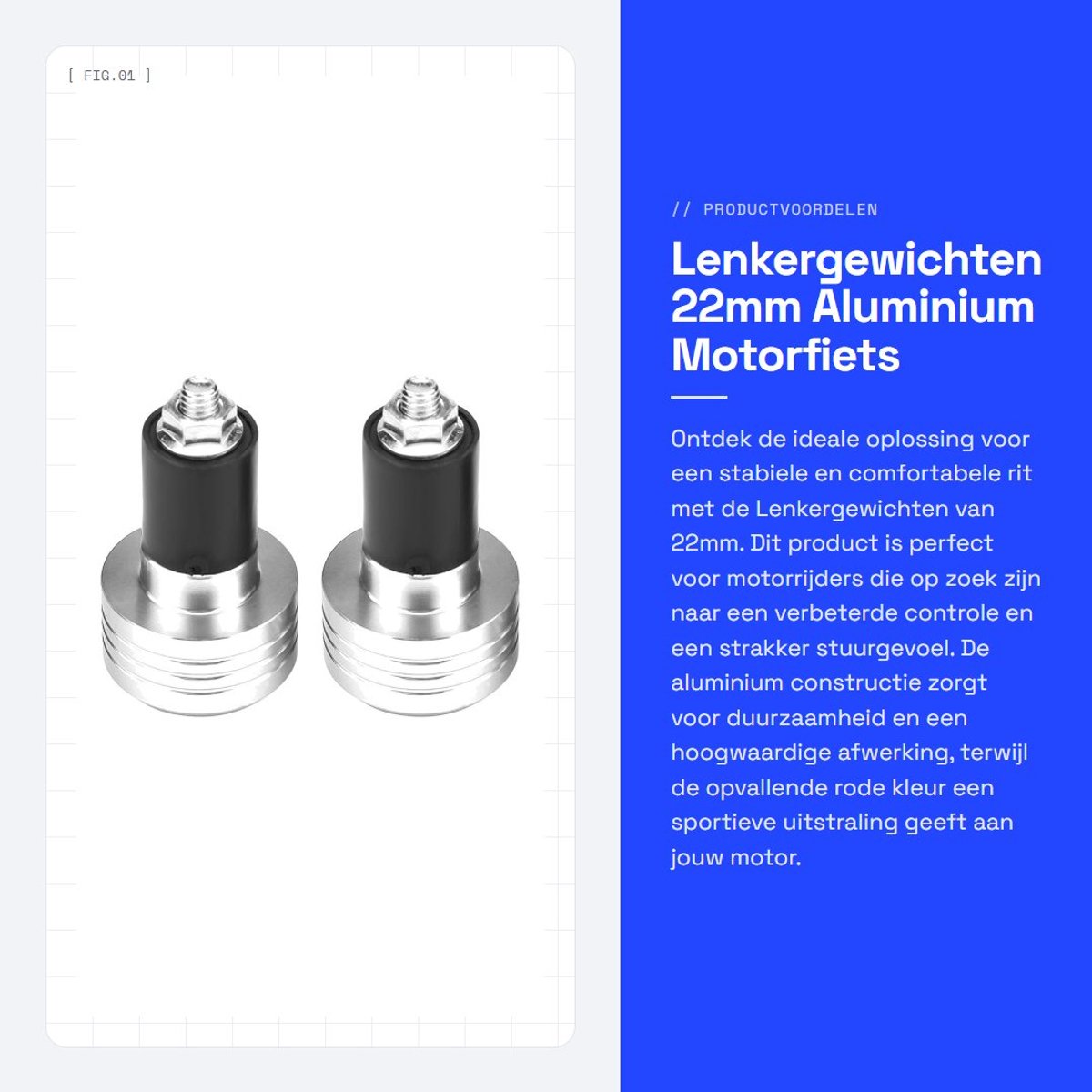 Dailygoods- Lenkergewicht Universeel - 22mm Aluminium - Motorfiets/Auto - Gewichtsausgleichsstecker - Hoogwaardige Kwaliteit - Innovatief Ontwerp - Motorhandgrepen