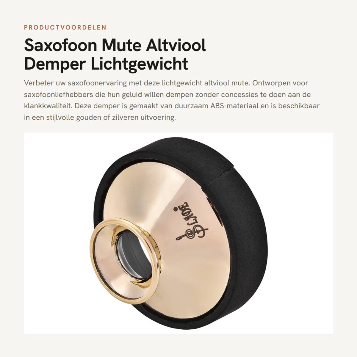 Dailygoods- Saxofoonmute Lichtgewicht - ABS-materiaal - Geluidsdemping - Draagbaar - Compact - Eenvoudige installatie - Saxofoondemper