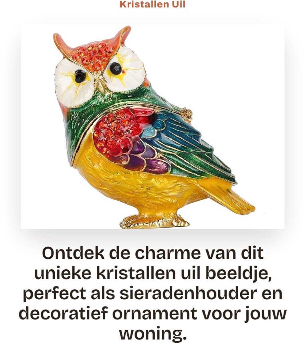 Dailygoods- Sieradenbox Uil - Sieradenhouder - Ornament - Zinklegering - Decoratief - 6x7 cm - Juwelendoosje