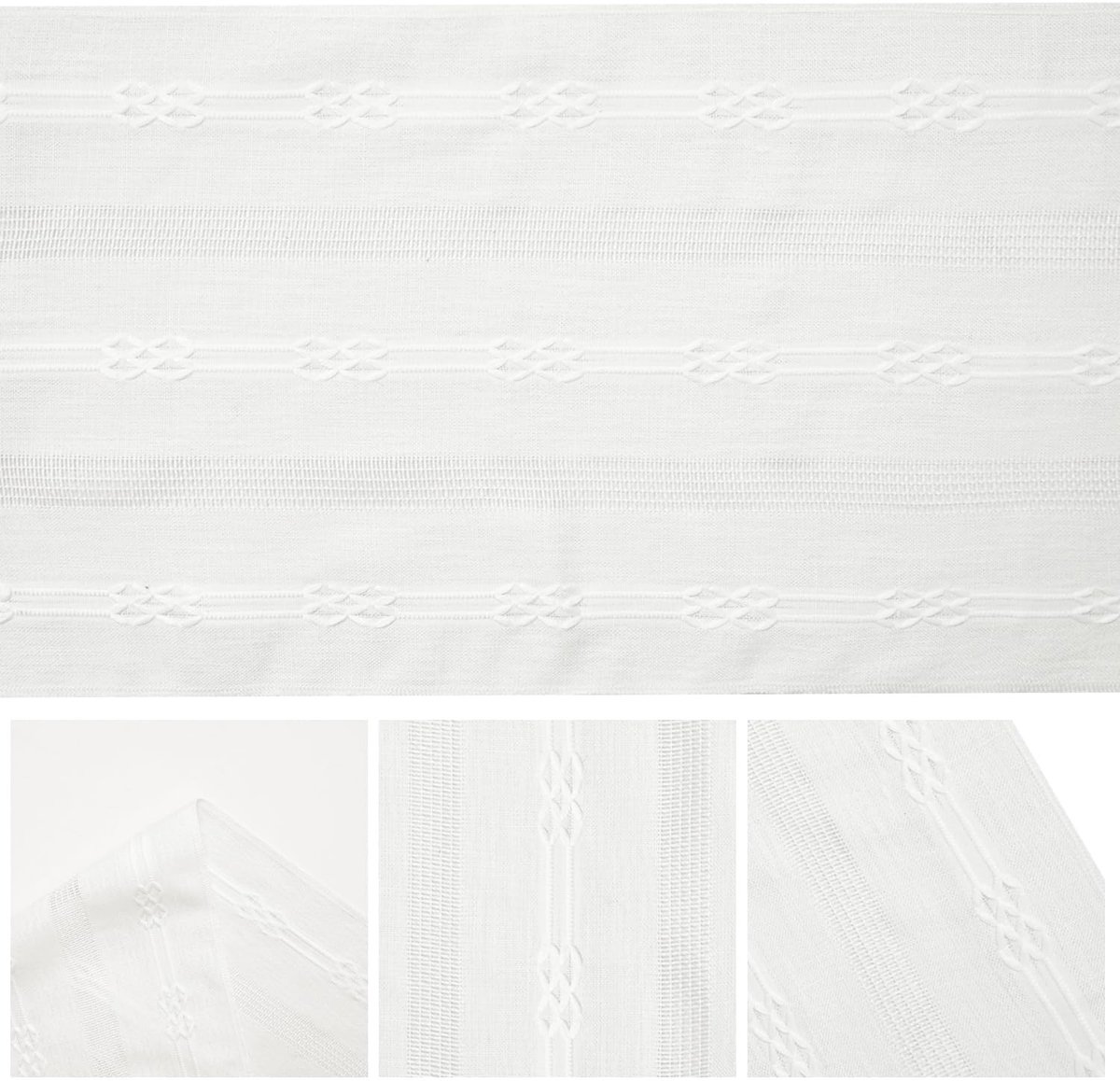 Dailygoods - Linnen Tafelloper Rustiek Wit 33x243 cm