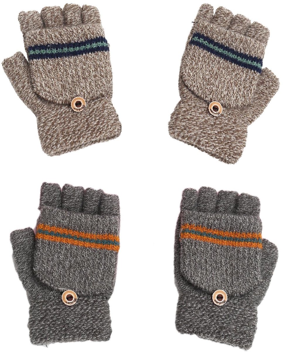 Dailygoods- Vingerloze Handschoenen - 2 Paar - Winterhandschoenen - Gebreid - Winddicht - Elastische Manchetten - Comfortabel en Zacht