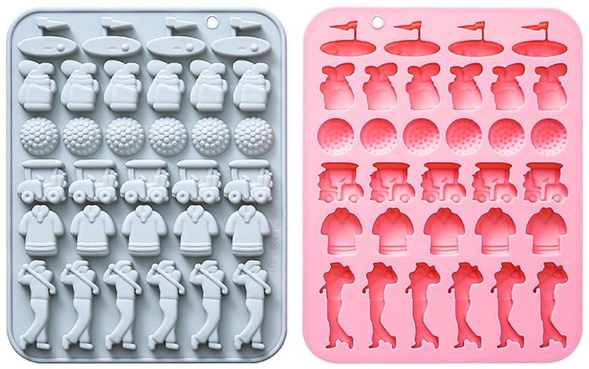 Dailygoods- Taartvormen 2 Stuks - Siliconen Bakvormen - Golfbalvorm - Chocoladevormen - Snoepvormen - Eenvoudig te Ontvormen - Siliconen Mallen