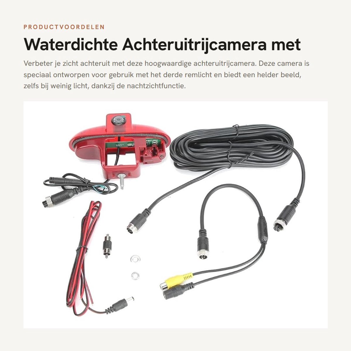 Dailygoods- Achteruitrijcamera Waterdicht - 3e Remlicht - Nachtzicht - 800 TV-lijnen - 170° Groothoek - 139 x 87 x 52 mm - Camera