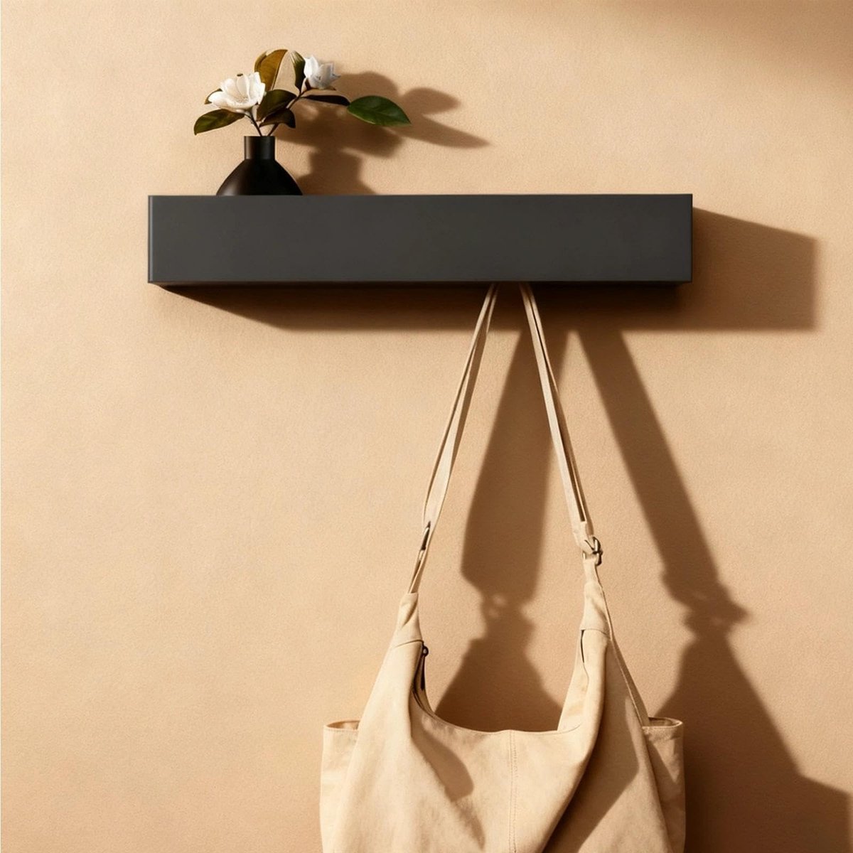 Dailygoods- Wandgarderobe moderne oplossing - Wandkapstok met plank - Verborgen haken - Houten/Metaal - Ruimtebesparend ontwerp - Veiligheidswaarschuwing voor kinderen - Kapstok