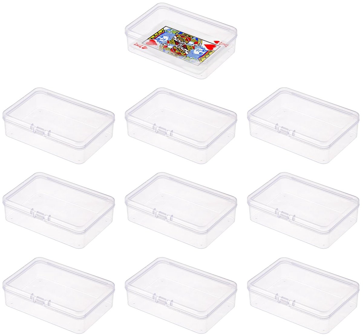Dailygoods- Opbergdoos Transparant - Opbergdoos voor Kaarten - Kaartendoos - Opbergdoosjes - Kunststof - 10 Stuks - 10,5 x 7,5 x 2,6 cm