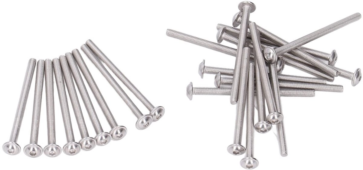 Dailygoods- Bolkopschroeven 50-delig - A2-70 Roestvrij Staal - Inbusdoppen - Schroefdraad - Knoppen - Hoogwaardige Kwaliteit - Inbusschroeven