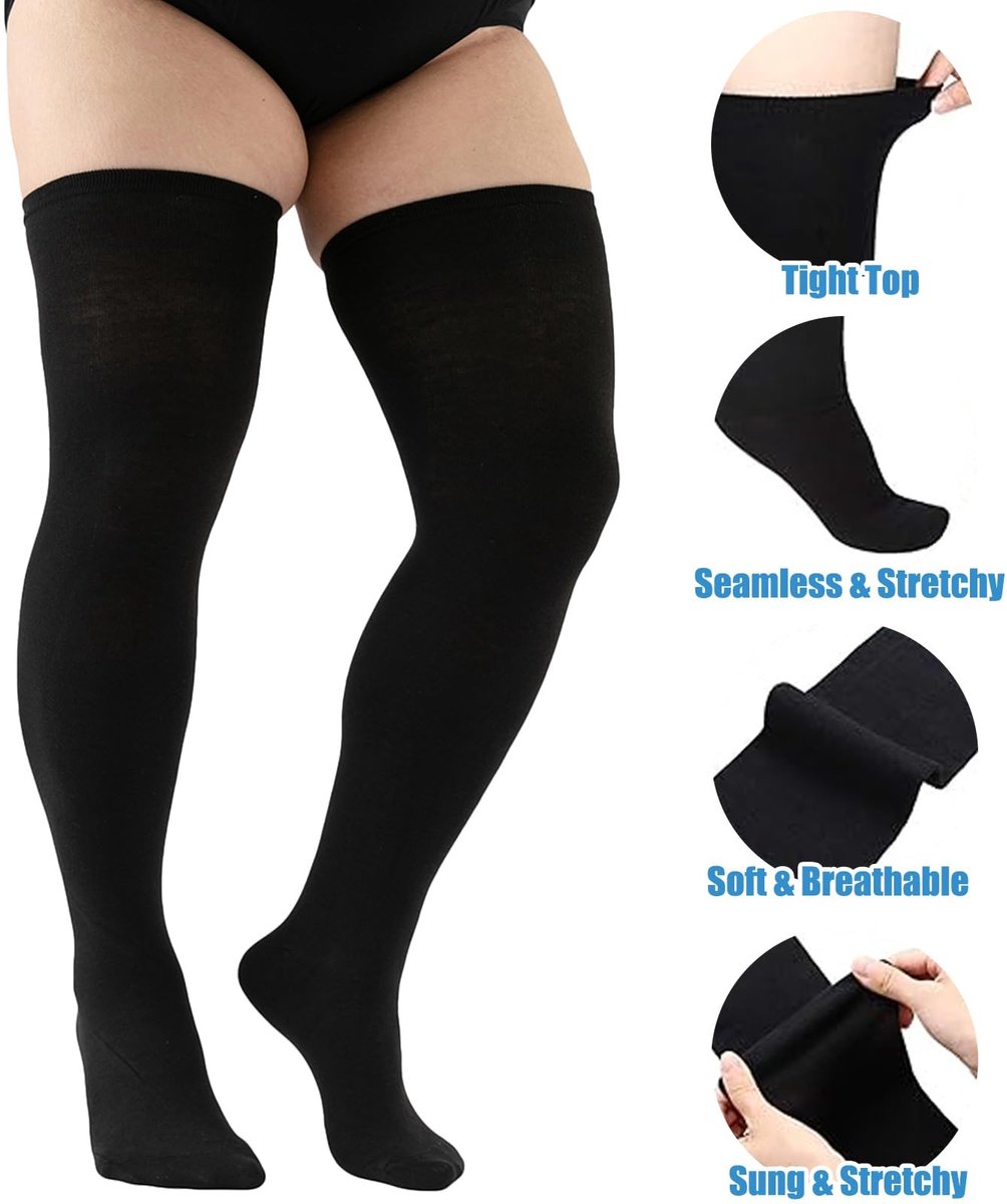Dailygoods- Dijhoge Sokken 80 cm - Extra Lange Katoenen Sokken - Gestreepte Overkniekousen - Cosplay Kousen - Set van 2 Paren - Comfortabel en Stijlvol - Overkneesokken