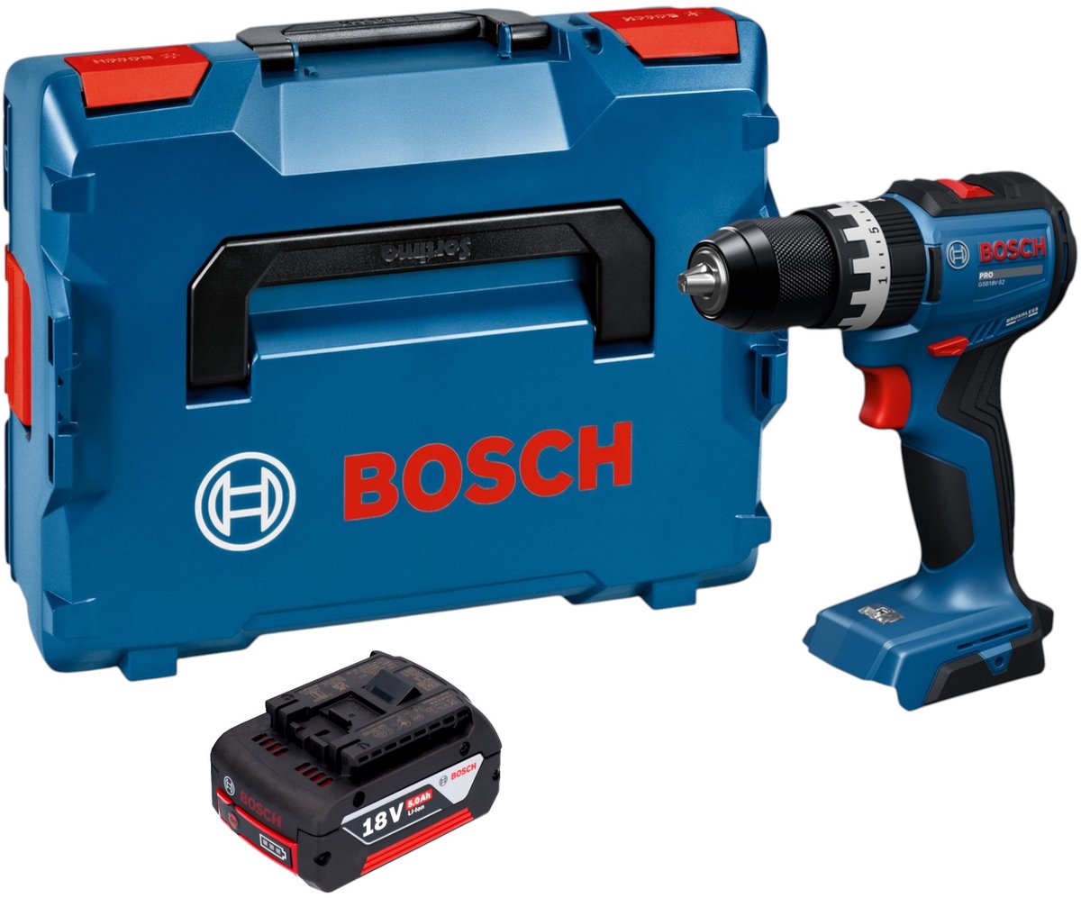 Bosch GSB 18V-52 Professional accu-slagboormachine 18 V 70 Nm borstelloos + 1x accu 5,0 Ah + L-Boxx - zonder oplader