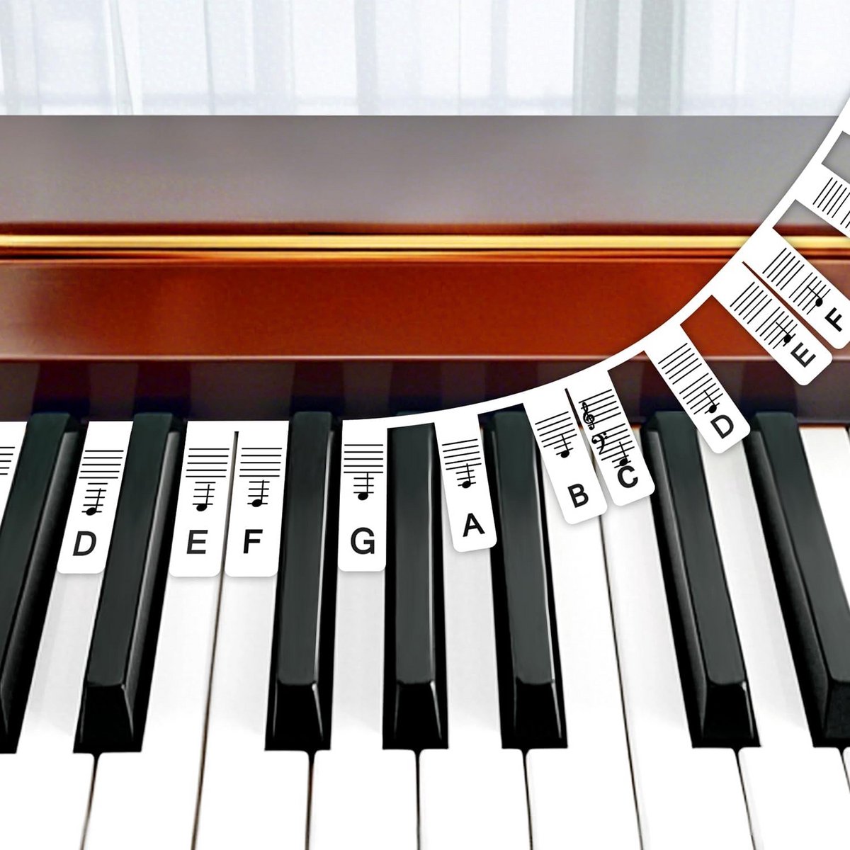 Piano Toetsen Labels - Muziek Noten Hulp - Muziek Leren Spelen - Geen Lijm Nodig - 88 Toetsen - Zwart