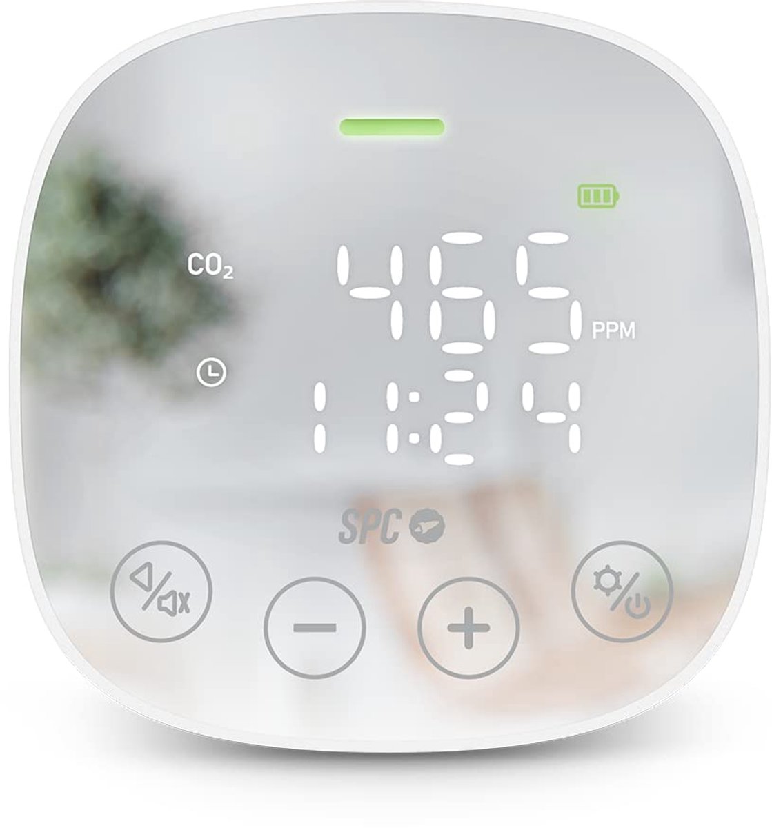 Luchtkwaliteit Monitor - CO2 Meter - Ruimte Controleren - Met Temperatuur Vochtigheid - 9 x 9 cm - Wit
