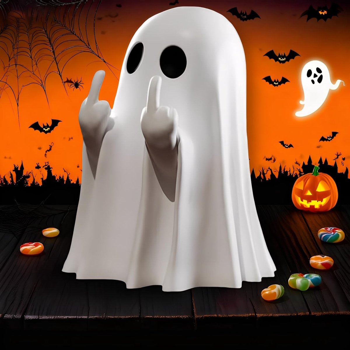 Dailygoods- Standbeeld Uniek Halloween - Geestbeeldje - Decoratie Binnen/Buiten - Griezelige Charme - 6 x 8,5 cm - Handgemaakt
