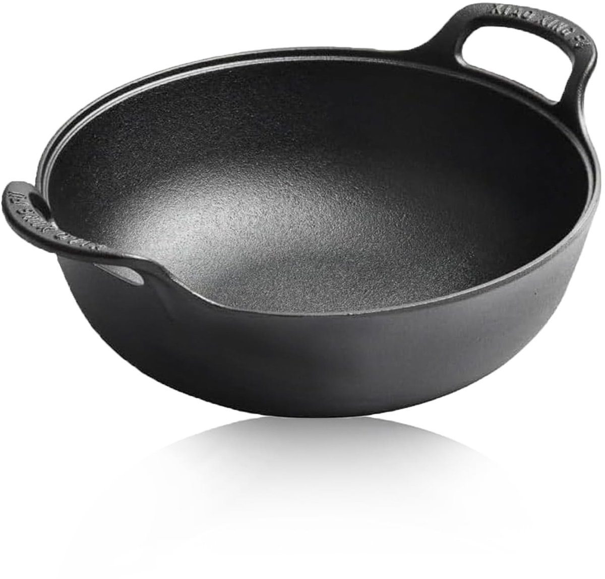 Dailygoods- Wok 30 cm - Gietijzeren Wok - Antiaanbaklaag - Inductiewok - Diepe Koekenpan - Professioneel Kookgerei