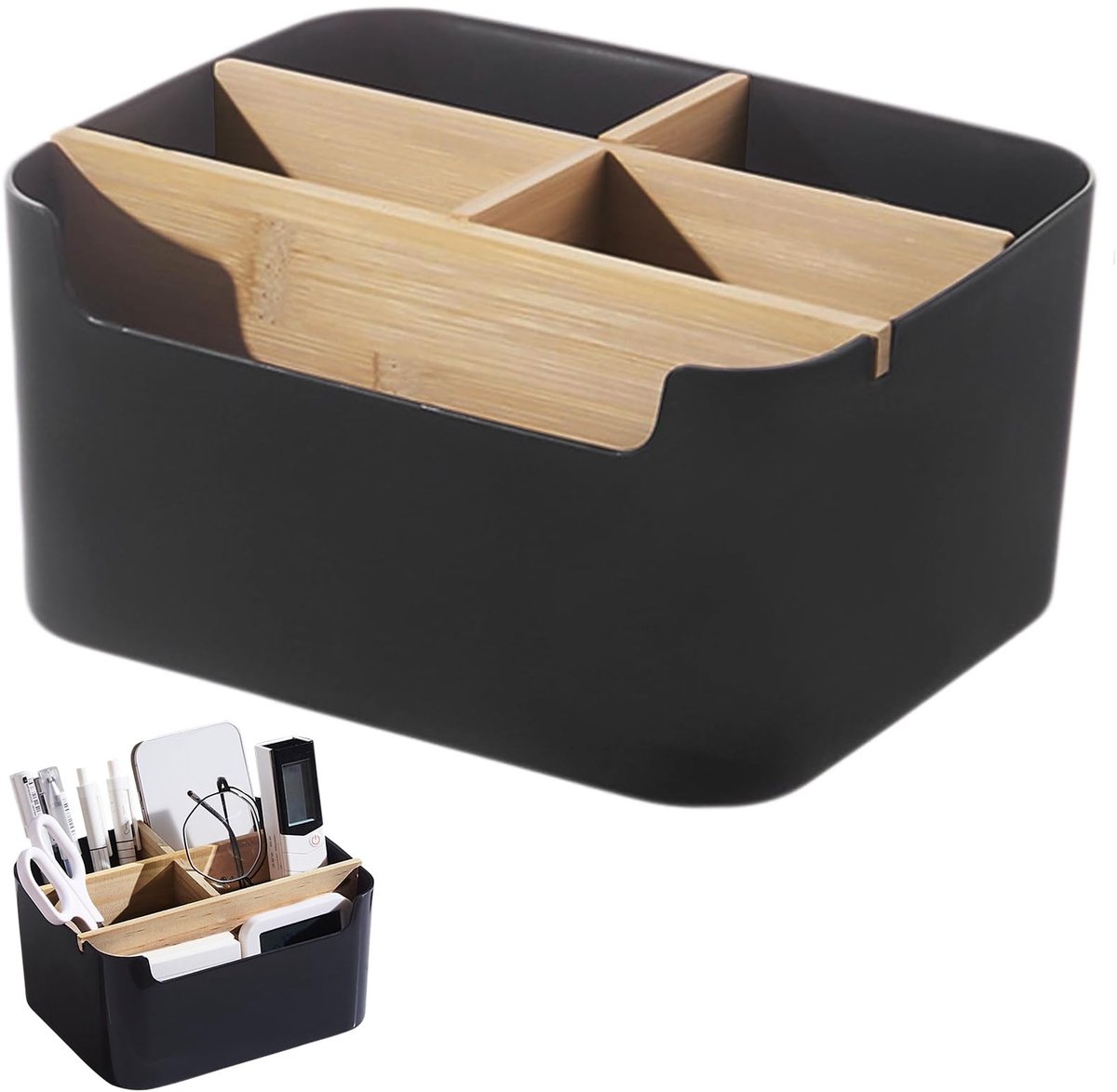Dailygoods- Bureau-Organizer - Houten Pennenhouder - 5 Vakken - Bureau Accessoires - Kantoorbenodigdheden - Elegant Ontwerp - Afneembaar