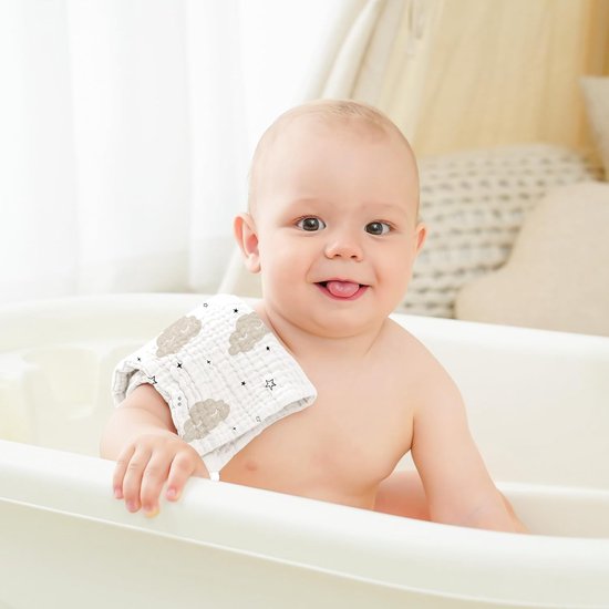 Molton doekjes baby 100% katoen zacht absorberend spuugdoekje set van 10 — afbeelding 5