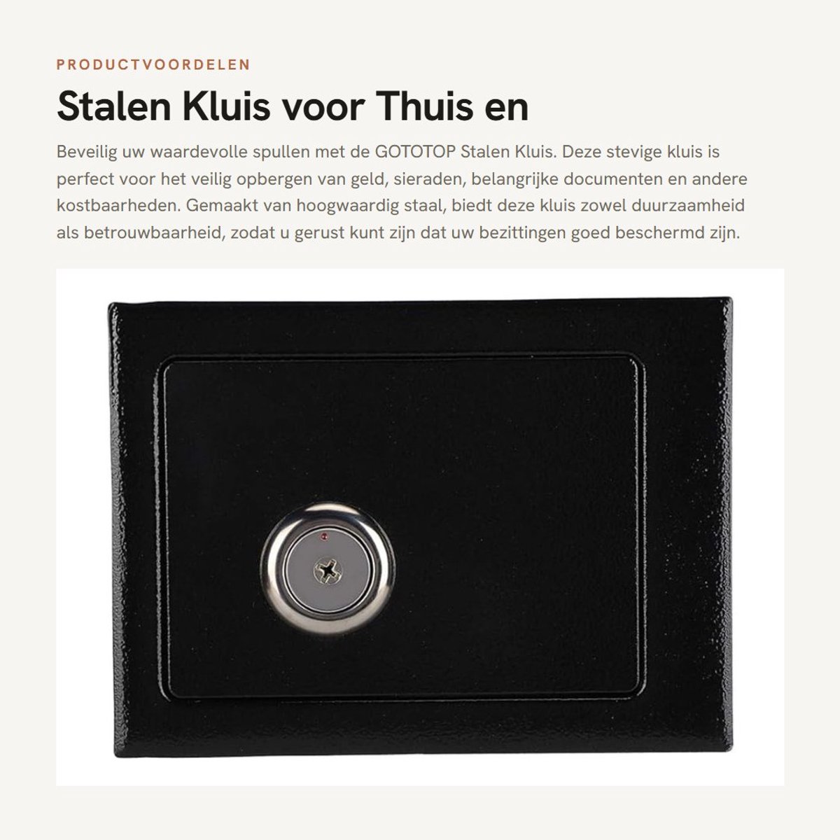 Dailygoods - Stalen Kluis voor Thuis en Kantoor - Mechanisch Slot met Sleutels - 23x17x17 cm - Beveiliging - Kluis voor waardevolle spullen - Geschikt...