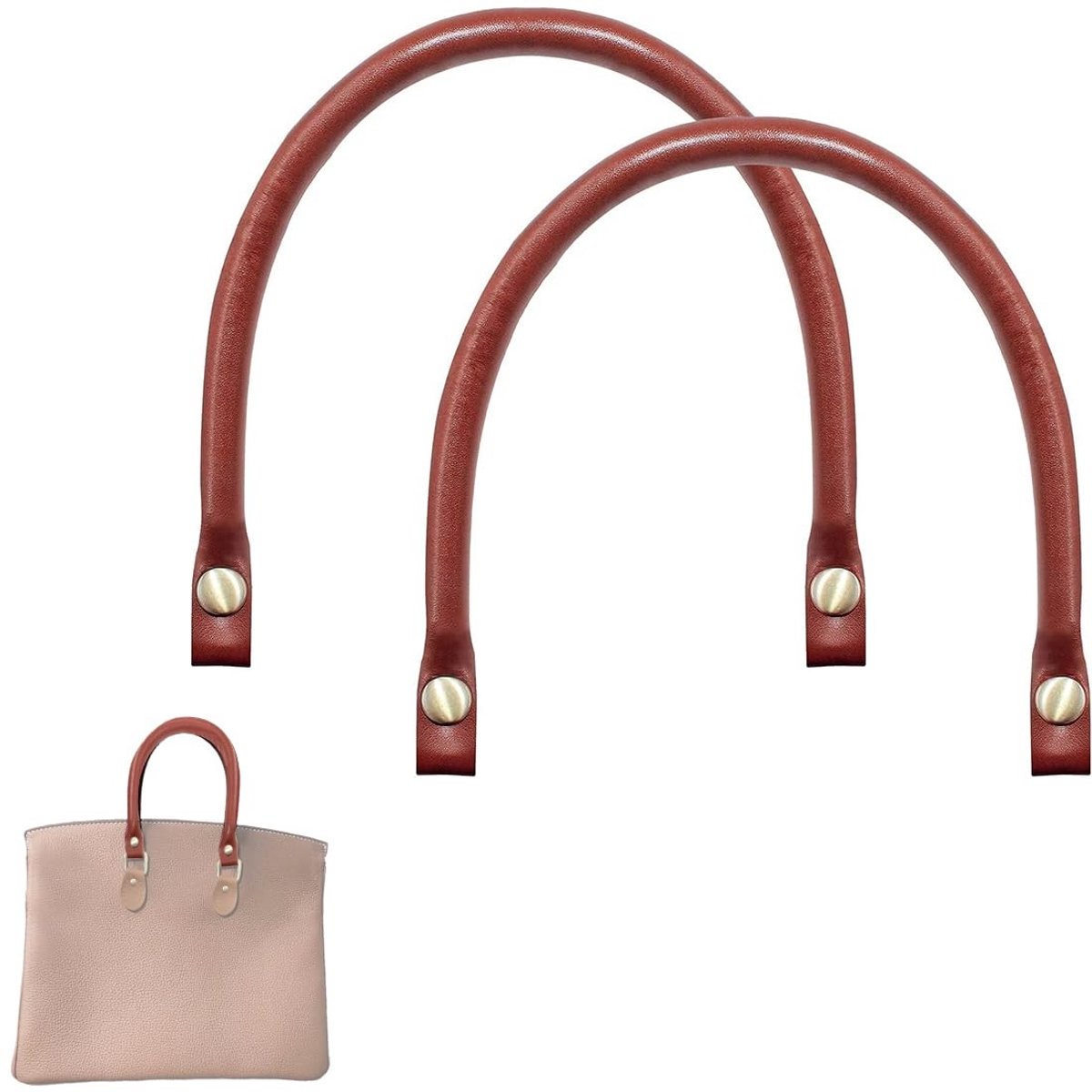 Dailygoods- Tasgrepen 40 cm - Stabiele PU-lederen Vervangende Handgrepen - 2 Stuks - Drukknopen - Duurzaam Materiaal - Voor Doe-Het-Zelvers - Handvat