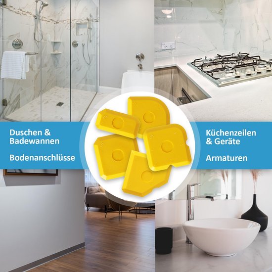Voegengladmaker Set - Kitstrijkers - Perfecte Voegen Maken - Duurzaam Kunststof - 5 Stuks - Geel — afbeelding 3