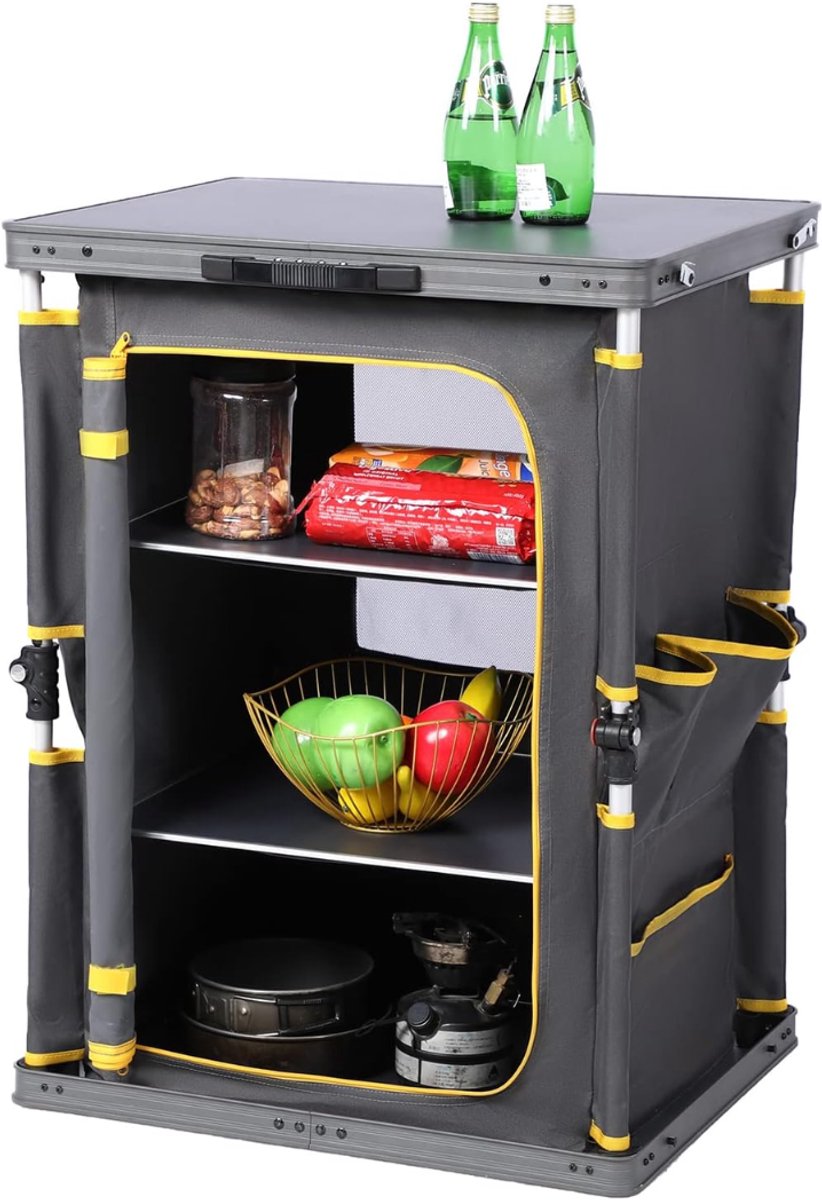 QIN® Campingkeuken - Kampeerkeuken - Campingkast - Grijs - 50cm x 60cm x 80cm