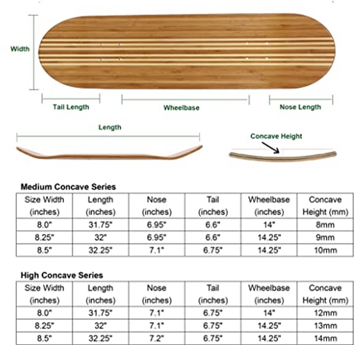 Skateboard Deck Bamboe Board Street Skate Innovatieve Constructie Medium 8.25″